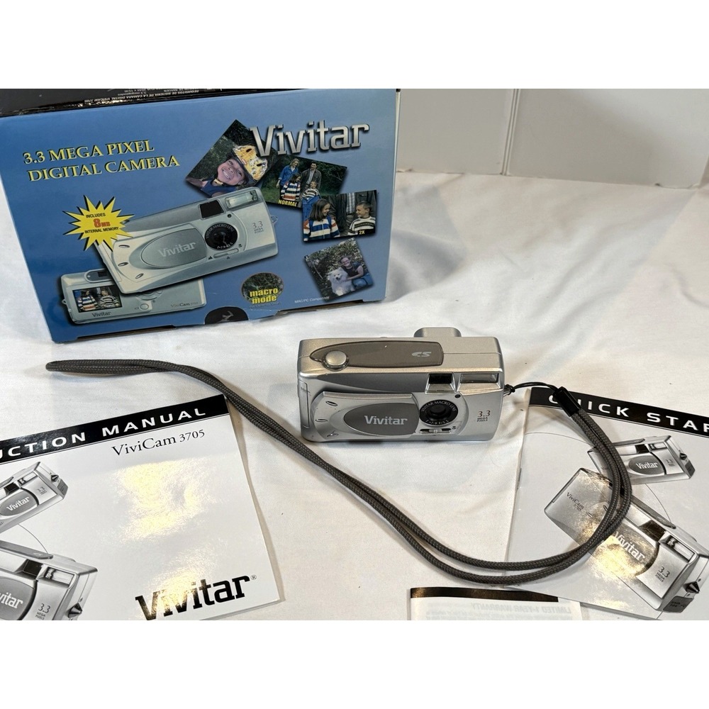 Vivitar ViviCam 3705 3.3MP Digital Camera Silver Tested Powers On w/ Box - Picture 4 of 7